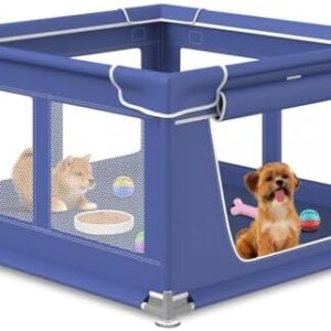 Dog Playpen 42 × 42 Inch, Puppy PlayPen with Gate for Puppies, Small and Medium Dogs, Pet PlayPen for Outdoors & Indoors, Tear Resistant Fabric.